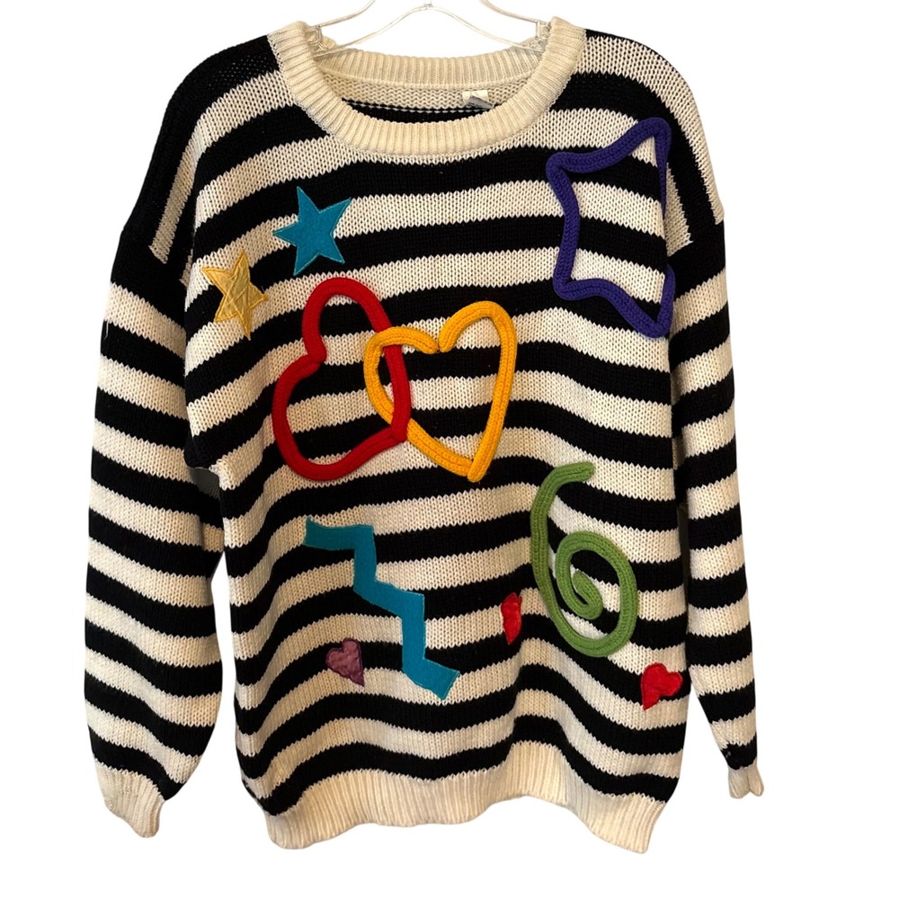 Gitano Vintage Retro Colorful Striped Long Sleeve Sweater in Size L